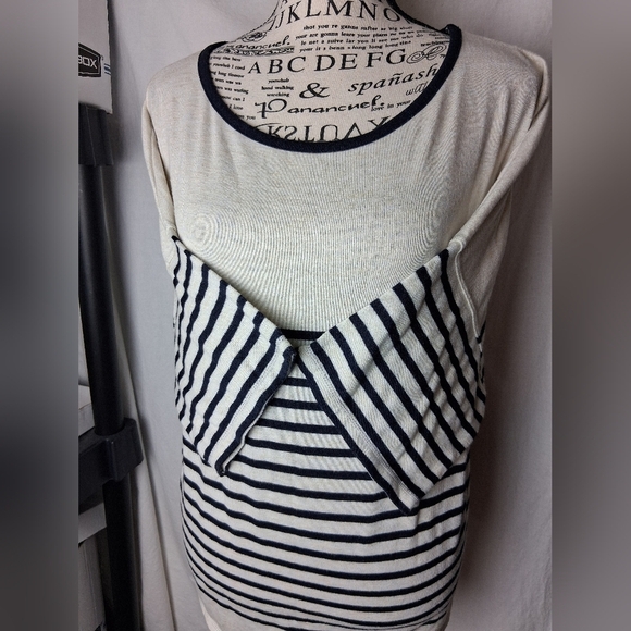 Max Studio Medium Stripe Shirt Womens Blue/cream - Picture 2 of 7